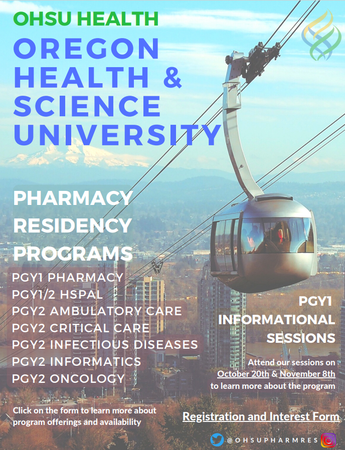 Attention prospective OHSU Residency Applicants!!

Mark your calendars for our upcoming Informational sessions!

If you have interest in any of our program offerings, please sign-up with the following link: app.smartsheet.com/b/form/c46255e…

We can't wait to meet you!
