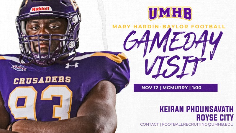 Thank you <a href="/coachmcarey/">Mark Carey</a> for the Game Day Invite to <a href="/CruFootball/">UMHB Football🏈</a>!  I am looking forward to it! @CoachHuschka <a href="/RC_Bulldogs/">Royse City Football</a> <a href="/RCBoosterClub/">Royse City Athletic Booster Club</a> <a href="/RCISDAthletics/">Royse City ISD Athletics</a> <a href="/ROCOgameday/">Rockwall County Gameday</a> <a href="/_EliteProspects/">🚨Elite Prospects🚨</a>