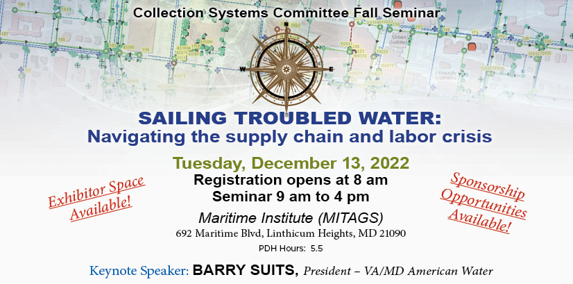 ChesapeakeWEA's tweet photo. Collection Systems Committee Fall Seminar. Registration Open! https://t.co/CYLdk2OweC
#ChesapeakeWEA #WEF #CollectionSystems #Stormwater #ProtectWater #WatersWorthIt https://t.co/NWG0zHhkNr