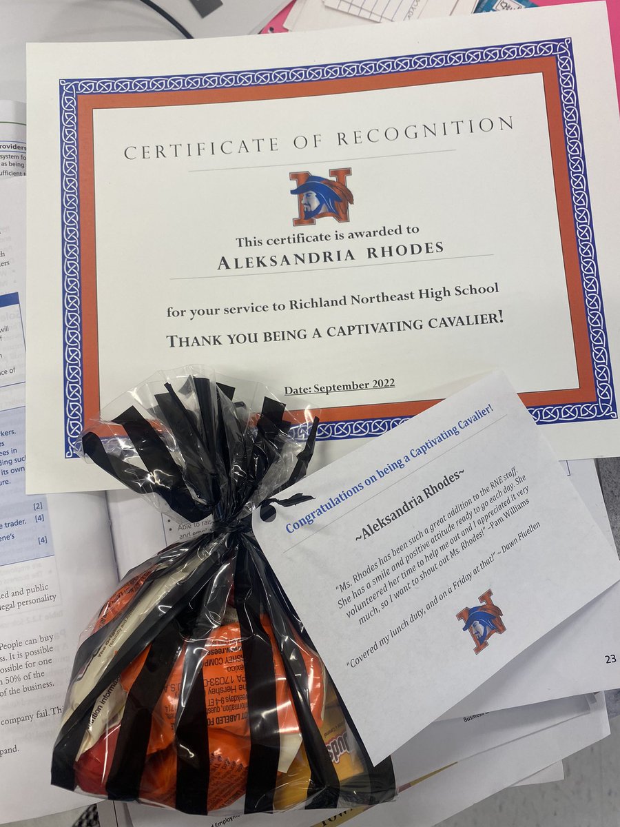 I was so surprised today!!! Thank you <a href="/RNECavaliers/">Richland Northeast HS</a> !!! This means a lot!! Thank you @readingrocksPam  and <a href="/DawnCisneros/">Dawn Cisneros-Fluellen</a> for your kind words and being thoughtful 🥰🙏🏽💙🧡💙🧡!  #RNE #CaptivatingCavalier