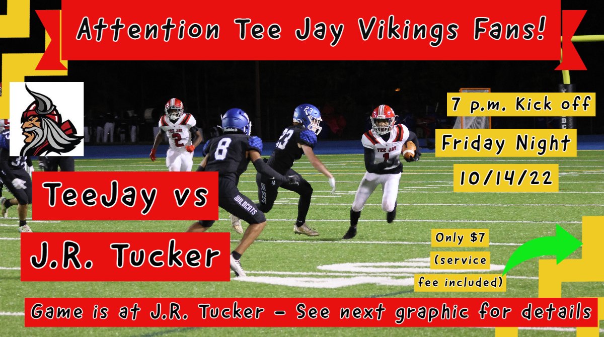 TJHSVikings's tweet photo. Good Evening Viking Family! Come out and support your Vikings as they go for Win #7 at J.R. Tucker! Friday 10/14/22 Kickoff at 7 p.m.

https://t.co/3eIZ0Ub3tq

#vikingupdate #WeAreRPS https://t.co/B6jkSAkXXV