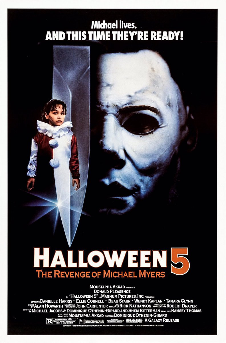 FilmNewsNos's tweet photo. 🎬MOVIE HISTORY: 33 years ago today, October 13, 1989, the movie ‘Halloween 5: The Revenge of Michael Myers’ opened in theaters!
#DonaldPleasence #DanielleHarris #WendyKaplan #EllieCornell #BeauStarr #JeffreyLandman #TamaraGlynn #JonathanChapin #MatthewWalker #DonShanks https://t.co/W7DteYBUK8