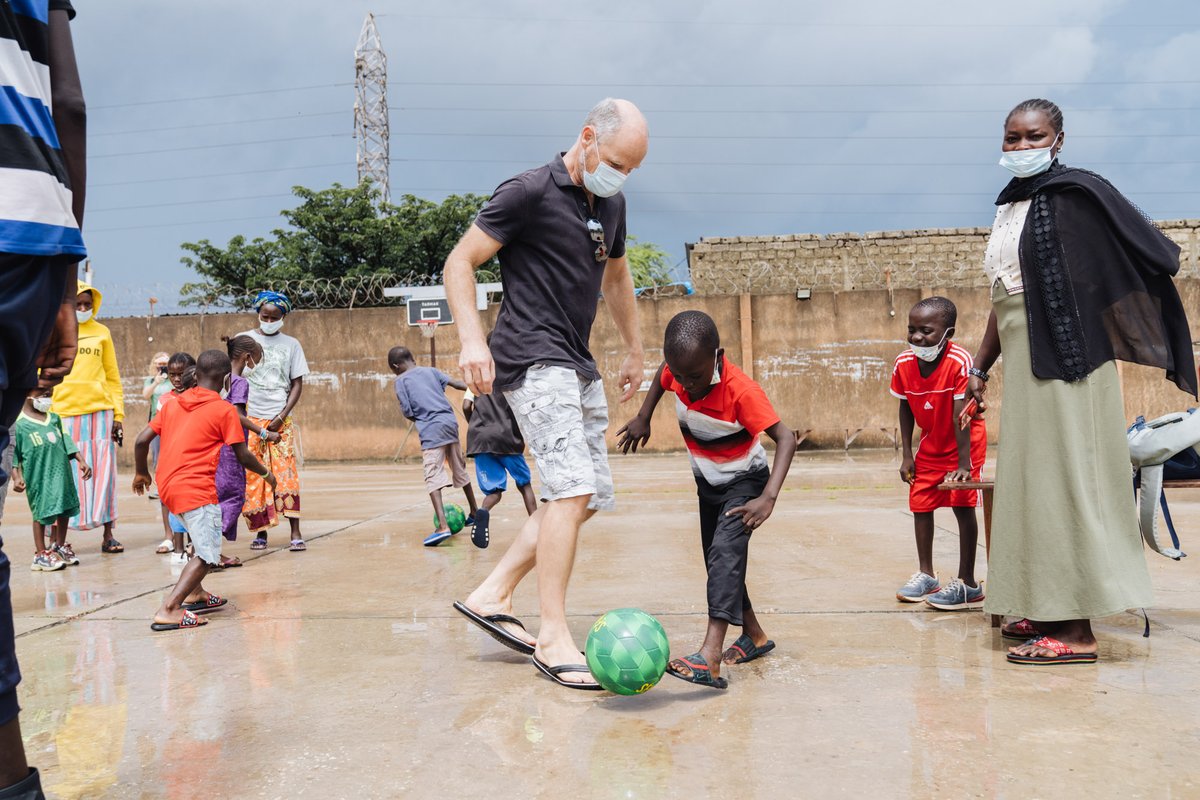 Dr. Guido Köhler’s children couldn't join him for his two-week service on the #AfricaMercy in #Senegal. But they still wanted to make a difference. So they collected money to buy soccer balls for the HOPE Center. #Volunteer #TogetherWithAfrica #GiveBack #MercyShips