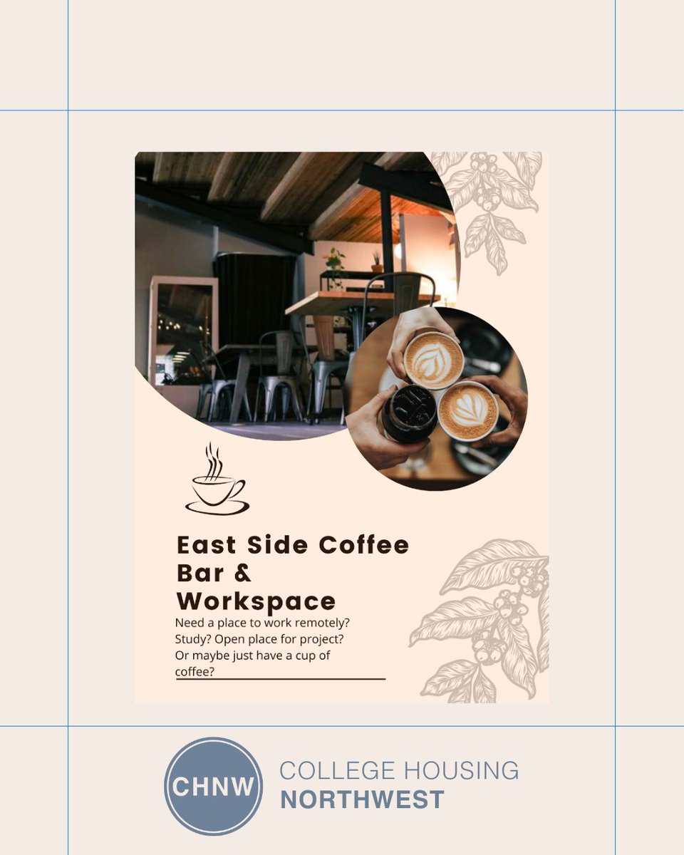CHNWHousing's tweet photo. Do you need a place to study, have group projects or do you just want to grab a pumpkin latte? East Side Coffee Bar has private study booths, multiple power outlets, and seasonal drinks. They're open Monday through Friday and are a top pick of our Community Assistants! https://t.co/sScbzDlDUR