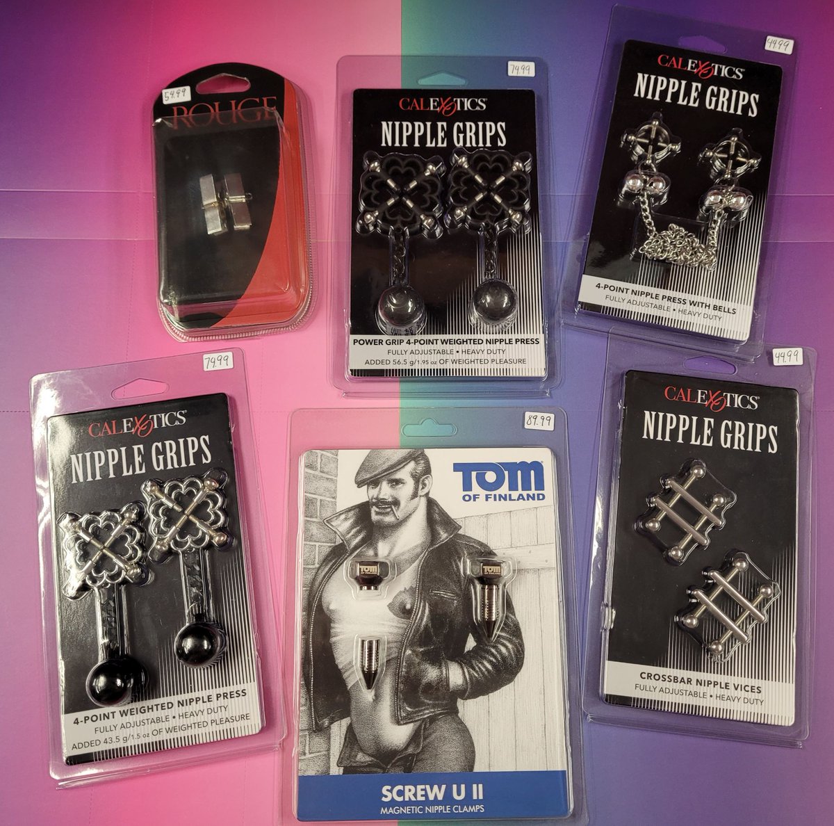 1loveshop's tweet photo. Clips, clamps, grips, grabs, we've got it all! Whatever you need to keep your nipples firmly in place! Come pick up a set today, for yourself or a friend. https://t.co/3BI4FRRSs7