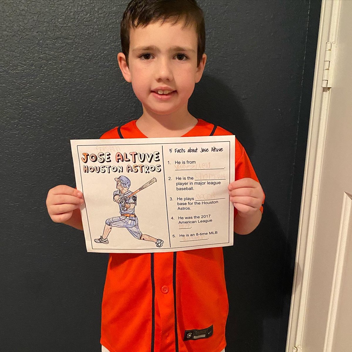 KristiLSimmons's tweet photo. Preston ready to represent @JoseAltuve27 at the Hispanic Heritage Month Parade at school tomorrow. https://t.co/gQQXYyHTSN