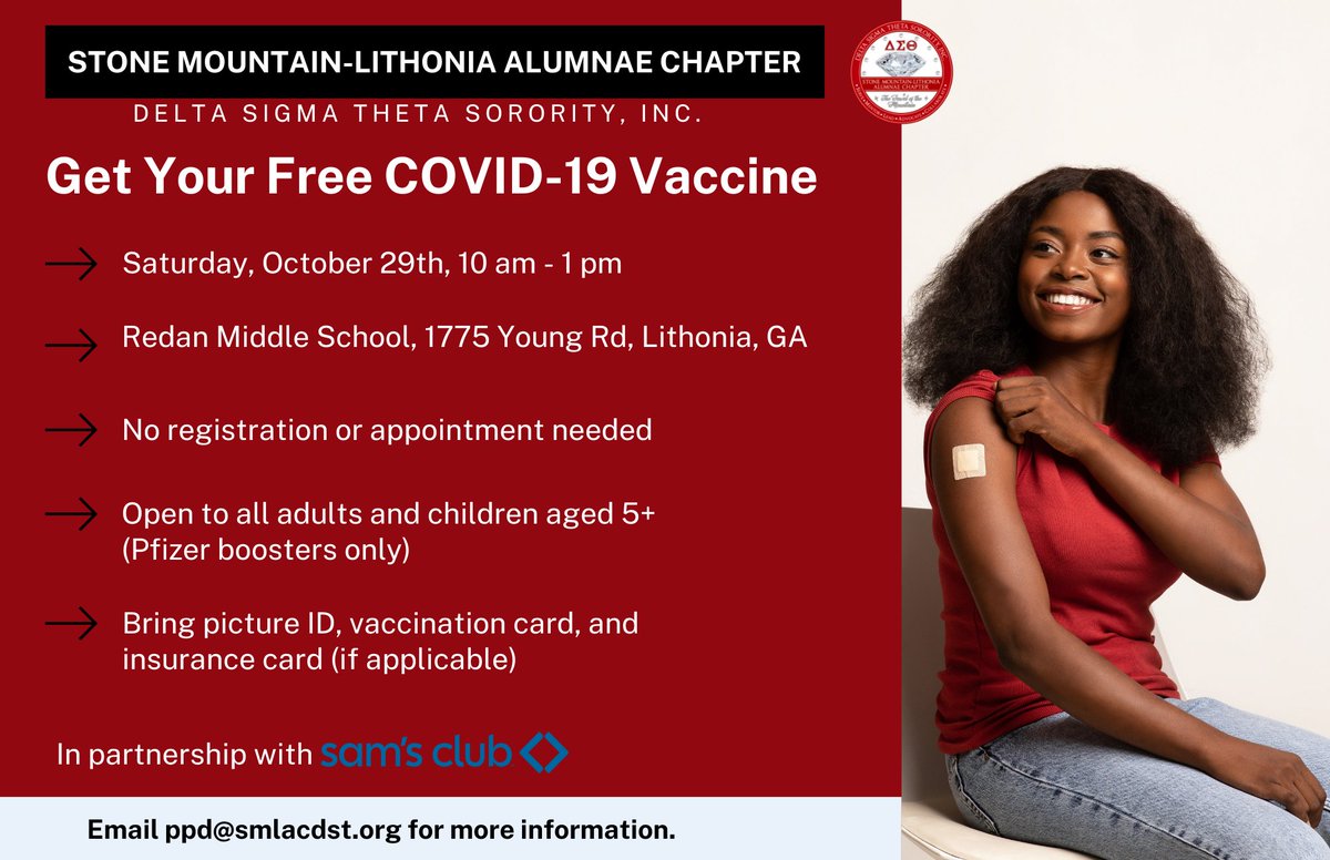 smlacdst's tweet photo. On Sat., 10/29, we're partnering with Sam's Club to provide free Pfizer Covid-19 boosters. No appointment necessary. Bring your vaccination card, valid ID, &amp; insurance card (if applicable). 
#SMLACDST #TransformativeInService #communityhealth https://t.co/40AbPwothH