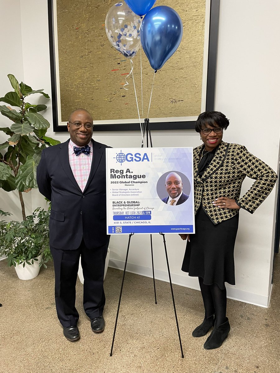 JenniferMktg's tweet photo. So proud of my husband, Reg, who was awarded the @GsaChicago 2022 Global Champion award at “Black and Global; Rewriting the Global Footprint of Chicago”! https://t.co/91ye5g2mej