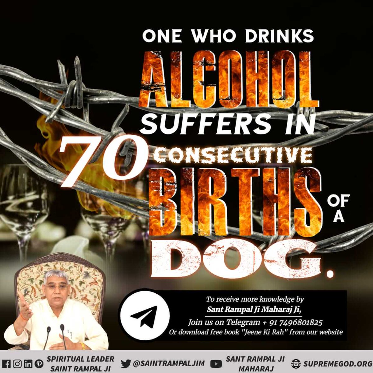 NLoddhi's tweet photo. #GodMorningFriday
Garib, Madira peevae kadva paani, sattar janm shwaan ke jaani।
Sant Garibdas ji says 
A person, who drinks bitter alcohol-like water, suffers in 70 consecutive births of a dog due to that sin. He drinks water from filthy gutters.
To know must read Gyan Ganga. https://t.co/2I2DAOSJyz