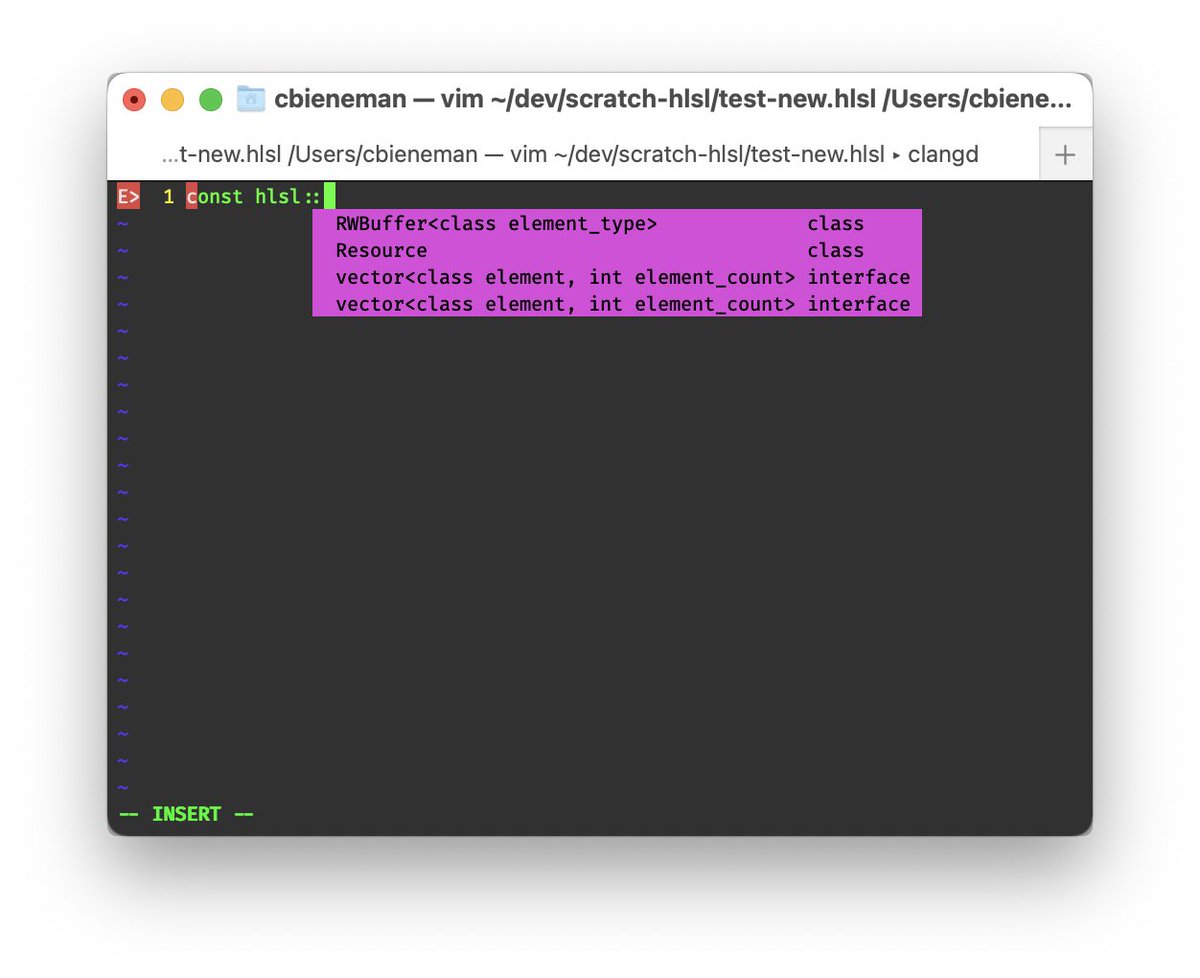 HLSLang's tweet photo. Scale of 1 to 10: how awesome is vim support for HLSL? https://t.co/T6Thr2Zt04