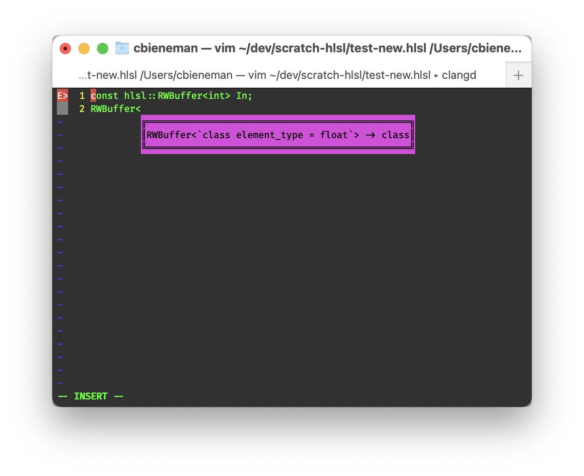 HLSLang's tweet photo. Scale of 1 to 10: how awesome is vim support for HLSL? https://t.co/T6Thr2Zt04