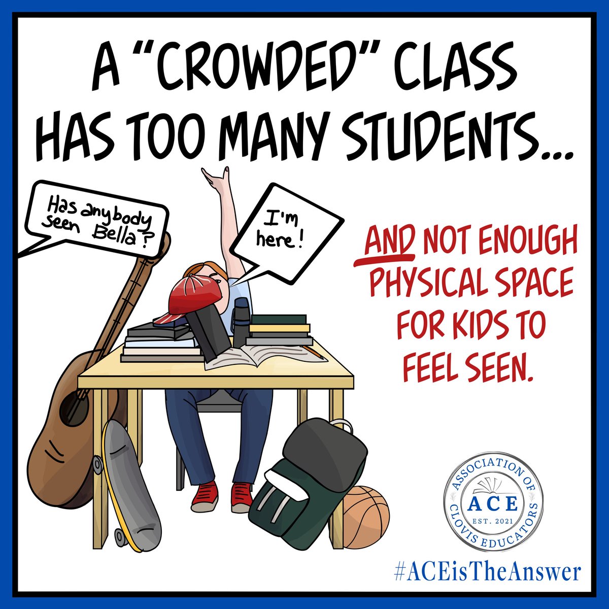 How do you feel about your class sizes / student caseload? Class size is something that can be negotiated in a union contract! What are your experiences with our large class sizes? #ACEistheAnswer