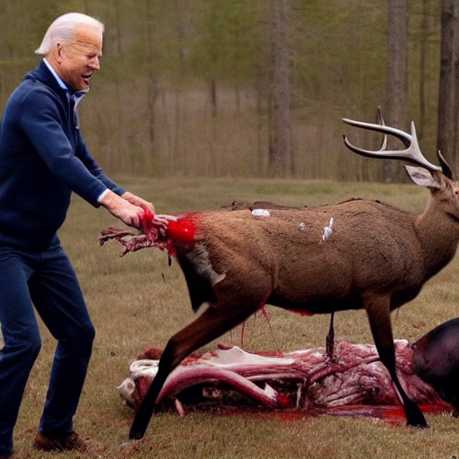 reachartwork's tweet photo. this is my magnum opus, simply titled "joe biden ripping a deer apart with his bare hands". it consists of two images, each depicting joe biden ripping a deer apart with his bare hands. bon appetit https://t.co/FuDFua4BeL