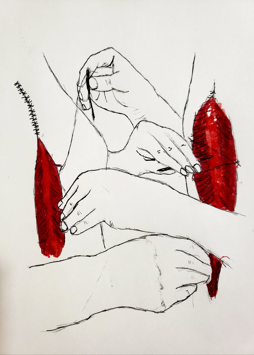 doodlyskeleton's tweet photo. Patching each other up https://t.co/6sKDoyGL93