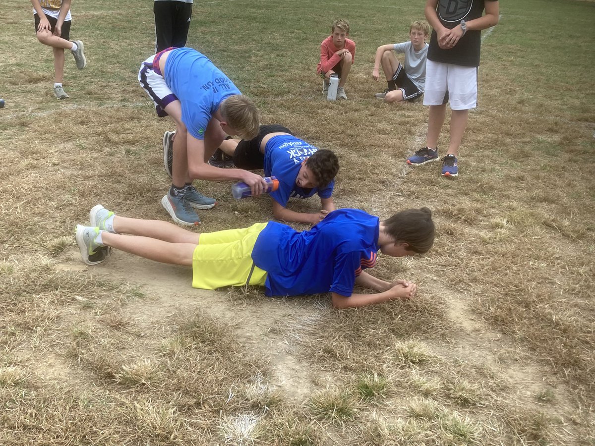 The final two @AvesAthletics <a href="/SJHAthletics/">SJHAthletics</a> <a href="/SycamoreJrHigh/">Sycamore Jr High</a> left during our plank challenge! We had to stop Meyer and Caden at 9:40 for team stretches. Congrats to Aiden and Asher who also made the Final Four! #grit