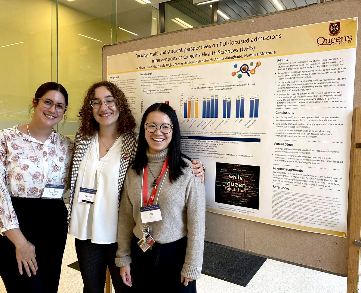 Had a great time at this year’s DAT-EDI Forum <a href="/QueensUHealth/">Queen's Health Sciences</a> sharing the work of the Admissions Working Group along with Nicole Shipton &amp; Jiale Xie. Can’t wait to see the recommendations from each of the Working Groups for improving EDIIA put into action across QHS!