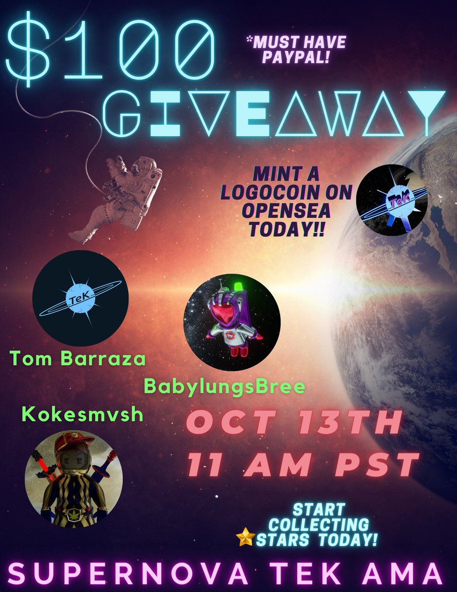BabylungsBree's tweet image. Mint a Limited edition Tier 0 NFT &amp;amp; start passively earning ⭐️s!
opensea.io/collection/tie…

🚀 Come to our AMA space for a chance to win $100💵 

Don't forget to set a reminder⏰


#SupernovaTek #investing #WaterHash #Cannabis #NFTs