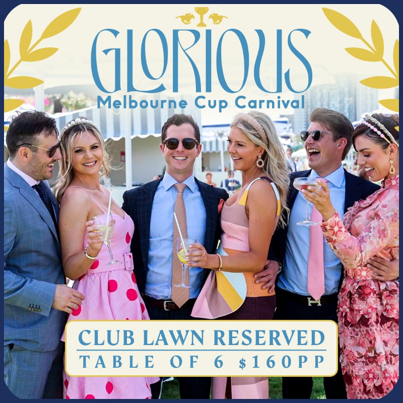 FlemingtonVRC's tweet photo. There is no cooler way to enjoy this year's glorious Melbourne Cup Carnival than booking a reserved table in the Club Lawn. 

Enjoy premium views of every race, with a ‘round of drinks’* for each table on arrival.

Tables of 6 start from $160 per person.