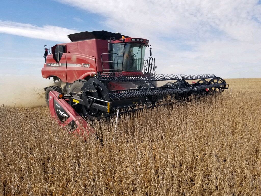 AgventureDM's tweet photo. Gorgeous views of our 3.2 Enlist soybean coming out of the field! Oh, the weather is nice, too. #agventuredifference https://t.co/EticiP0vyk