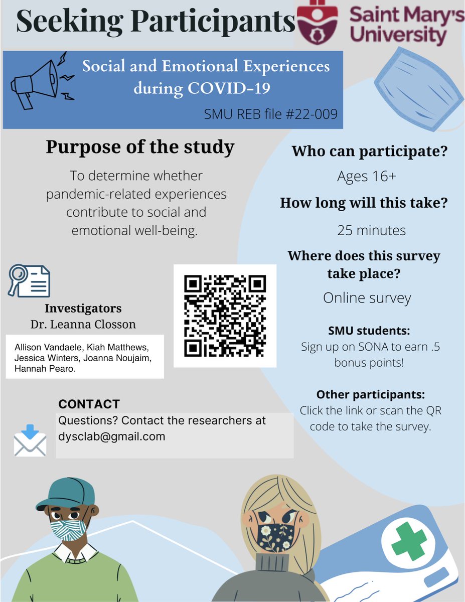 DYSC_LAB's tweet photo. Want to contribute to a better understanding of socioemotional well-being during COVID-19? Click here to share your experiences through our anonymous survey: https://t.co/TZeCVeY6yg

@PsycSMU @SMUScience @smuhalifax

#covid19 #research https://t.co/kaLKjNmpvp