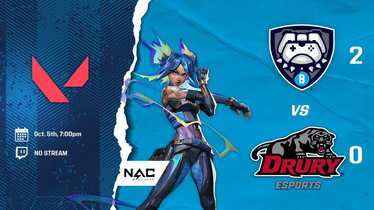 BUClubEsports's tweet photo. #ButlerValorant ended their night with a score of 2-0 -- GGs to @DruryEsports! https://t.co/Q6ZZNnNeAM