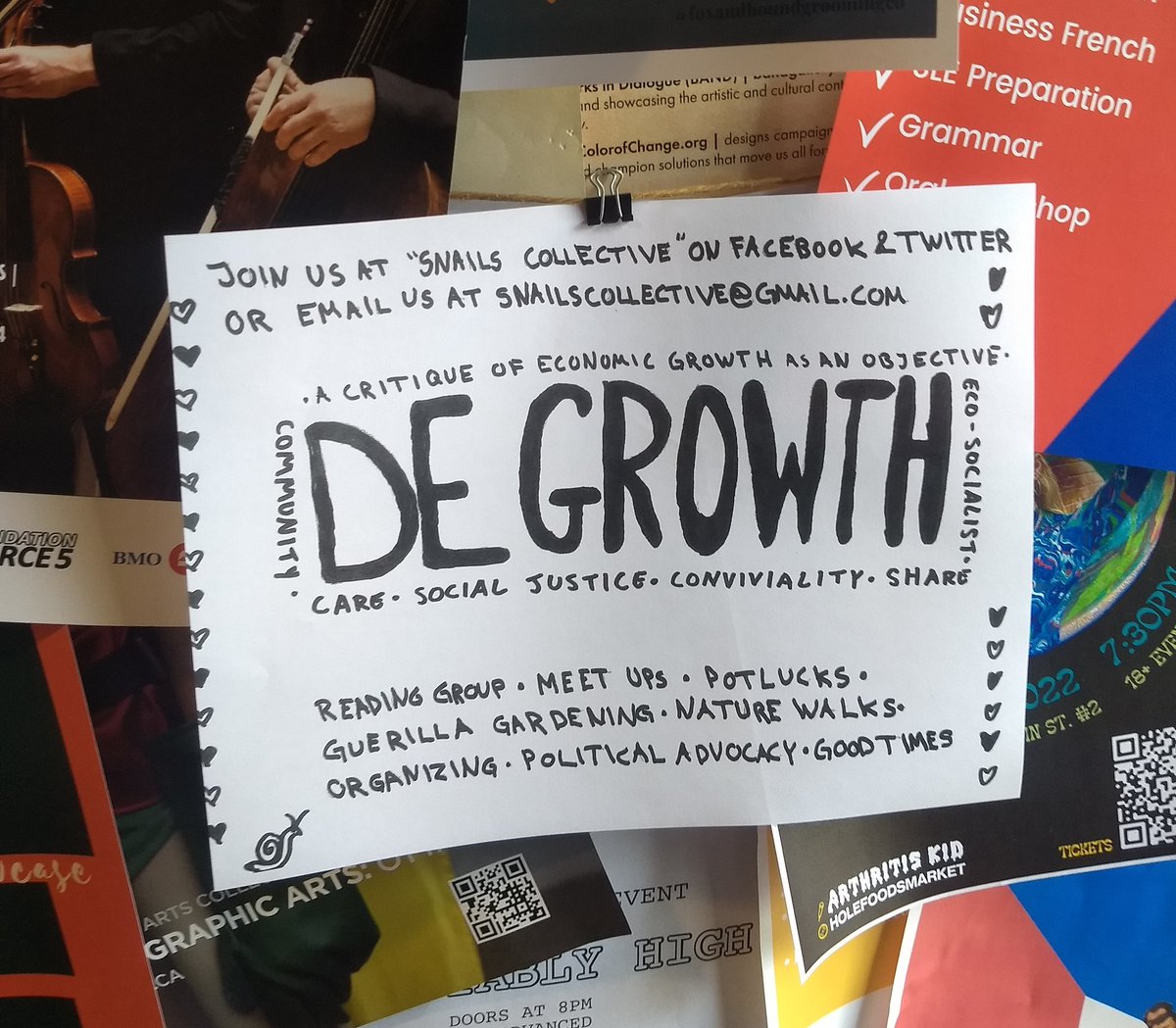 snails_collect's tweet photo. Do you also find that capitalism is sucking the life out of you? That the idea of eternal economic growth on a finite planet is delusional? Or that there must be more to life than just work, eat &amp; sleep?

If yes, come be part of the degrowth movement in Ottawa! #degrowth
#ottawa https://t.co/UHN1AUEqwZ
