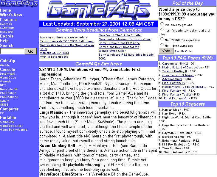 RetroTechDreams's tweet photo. GameFAQs (2001) https://t.co/RFCoVJSN7G