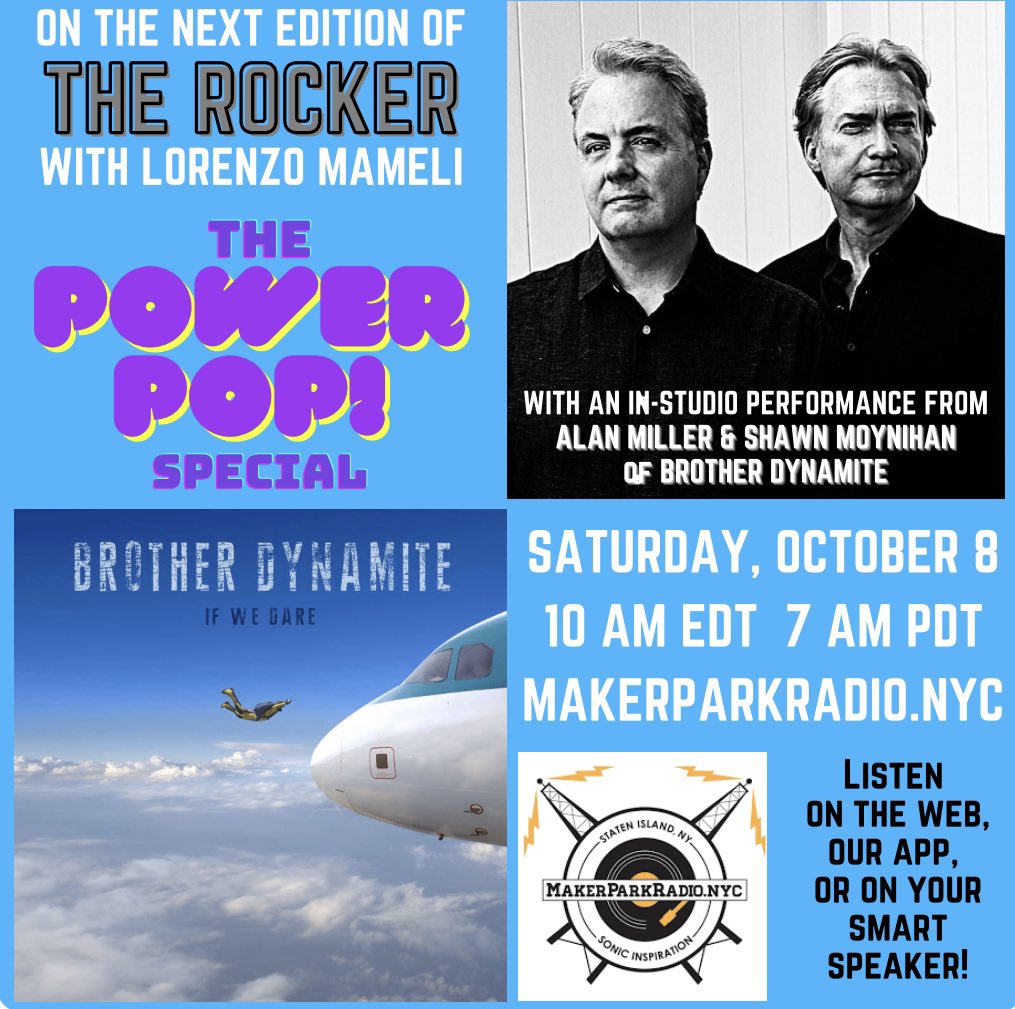 TheRockerNYC's tweet photo. Pete Townshend coined the term, but what is “Power Pop”? Tune in for a rockin’ sampler and a live acoustic set from local practitioners of the sound, Brother Dynamite! #powerpop #streamingrockradio #makerparkradio #BrotherDynamite https://t.co/9suvcH3VpI
