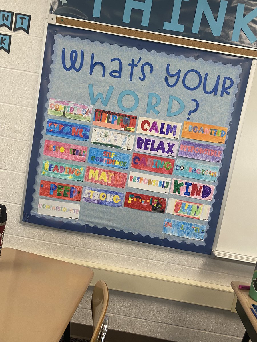 edwmisselliott's tweet photo. Glad to to have our Word Wall displayed🤍 Inspired by the book One Word for Kids. My favorite part of our classroom🖍 #whathappensinroom100 #onewordgoal #onewordforkids https://t.co/WkGvCE8132