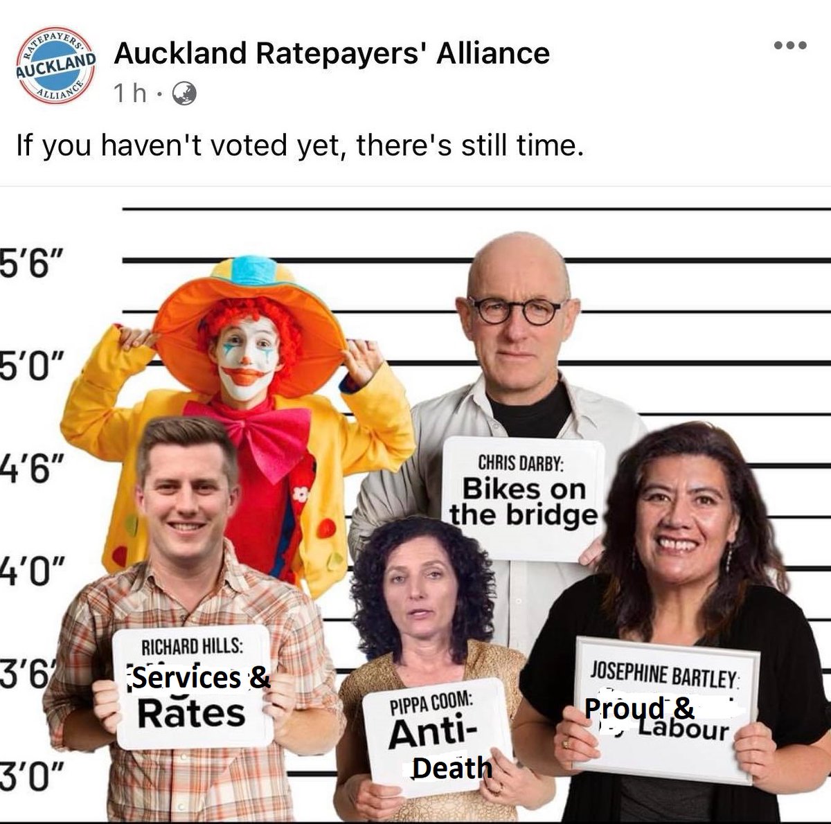 Bless. The clowns at the Auckland branch of the Taxpayer's Onion are at it again promoting progressive candidates.  I've given them a wee bit of help with the messaging. 
  #voteAKL #loveAKL