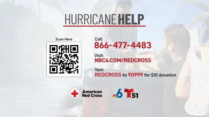 itsalexishoward's tweet photo. HURRICANE HELP: @nbc6 and @Telemundo51 are partnering with the @RedCross to help those impacted by Hurricane Ian. Our virtual phone bank is open until 11:30pm! https://t.co/REhKqLsz6J