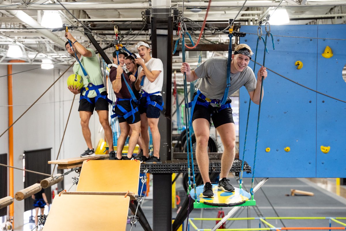 DallasStars's tweet photo. BREAKING: Stars players have fun on indoor high ropes course.

#TexasHockey https://t.co/Qz8WEJa9dz