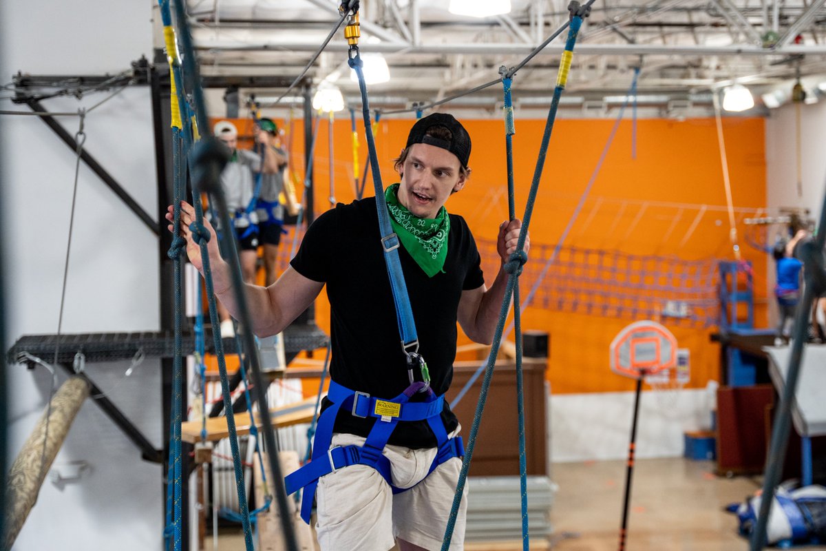 DallasStars's tweet photo. BREAKING: Stars players have fun on indoor high ropes course.

#TexasHockey https://t.co/Qz8WEJa9dz