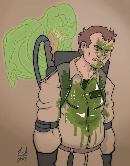 Spooky  "I got slimed." This was rushed for a show in 2014. Not my best work, but hey, growth. Way better digital tools now especially. 