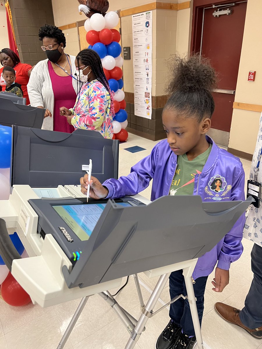 GERMANSHIRE TAKES OVER THE POLLS! 🇺🇸 Today was Election Day! S/O to the Shelby County Election Commission for allowing us to use the electronic voting machines and the GES Student Council Committee for exposing our students to the BEST! 🦅 #TheShire901 #GreatnessAtGermanshire