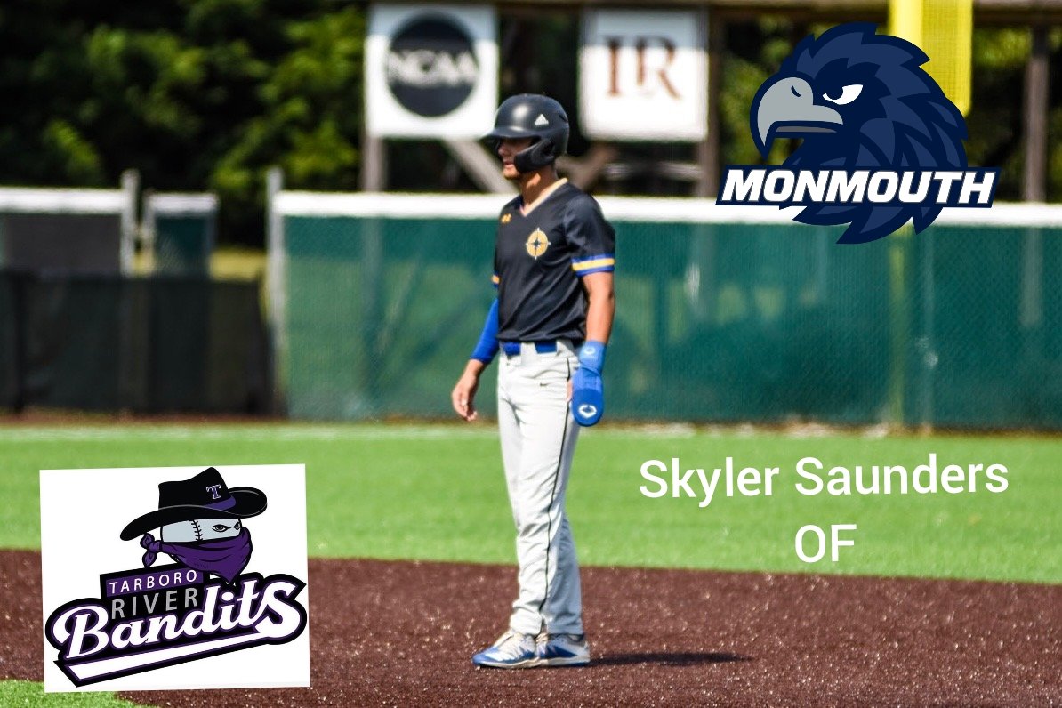 TarRiverBandits's tweet photo. The 2023 Season is right around the corner and the River Bandits are excited to announce who will be coming to Tarboro!

Name:  Skyler Saunders 
Home:  Stuart's Draft VA
College: Monmouth University 
Position:  OF

Lets welcome Skyler  to the River Bandits family! https://t.co/uGADzNnDNC