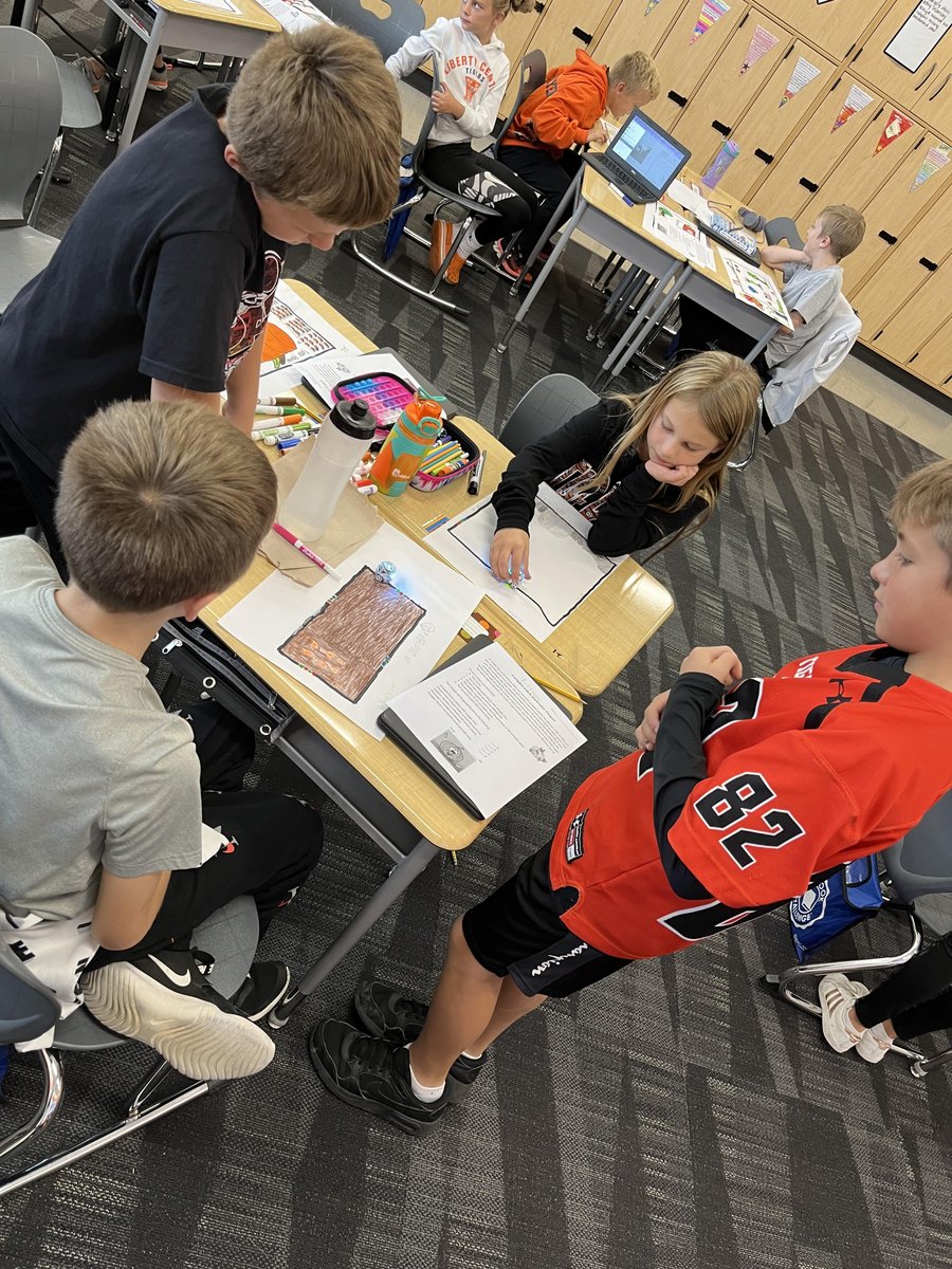 LC_Tigers's tweet photo. 4th graders worked on perimeter last week.  They created a pumpkin patch on paper and calculated the perimeter.  Then they coded a path for @Ozobot robots to travel around the perimeter of their pumpkin patch!   #lcstem. #positivelylc https://t.co/qur5N7W4EX