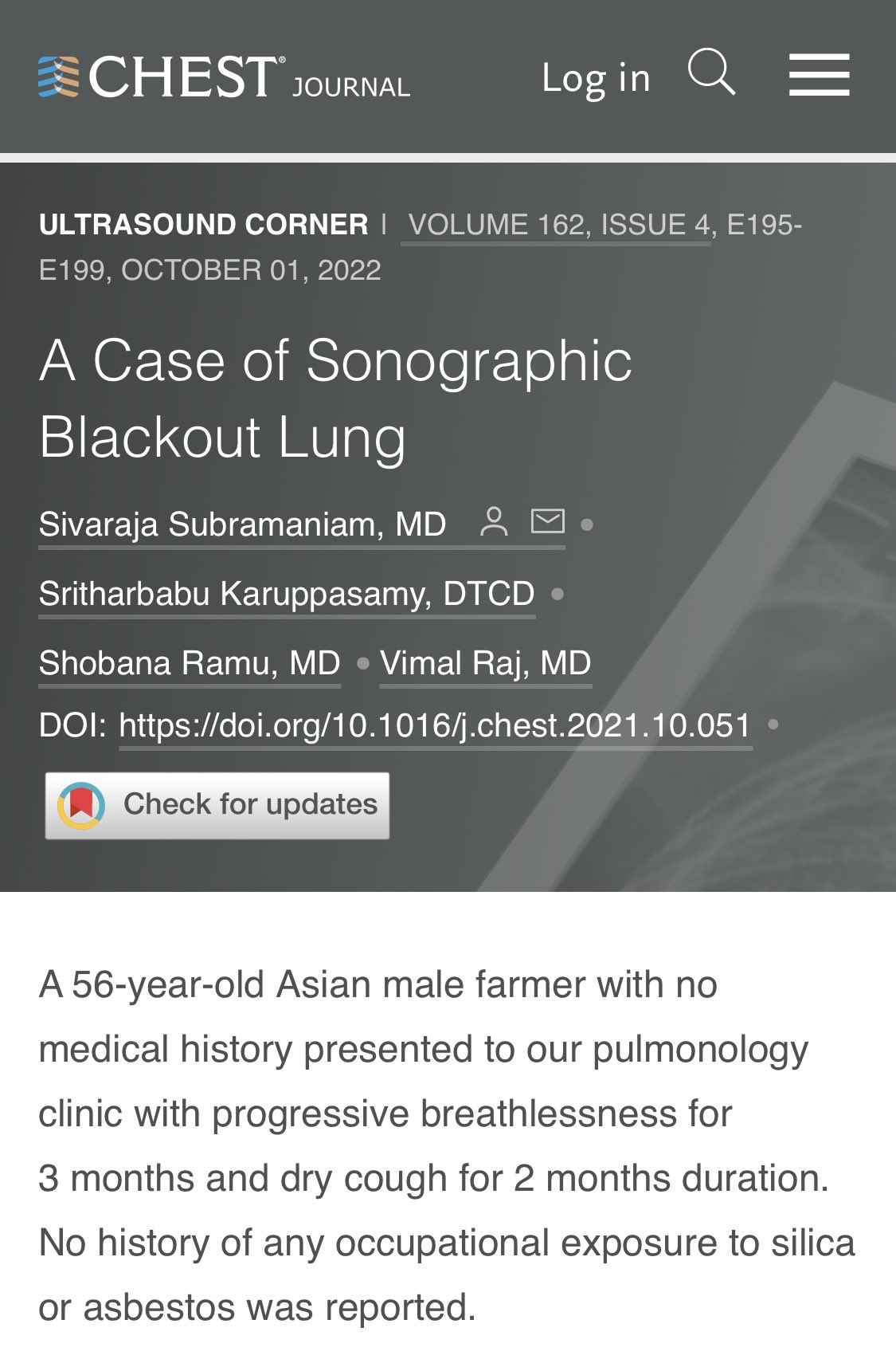 CHEST® Journal (journal_CHEST) / Twitter