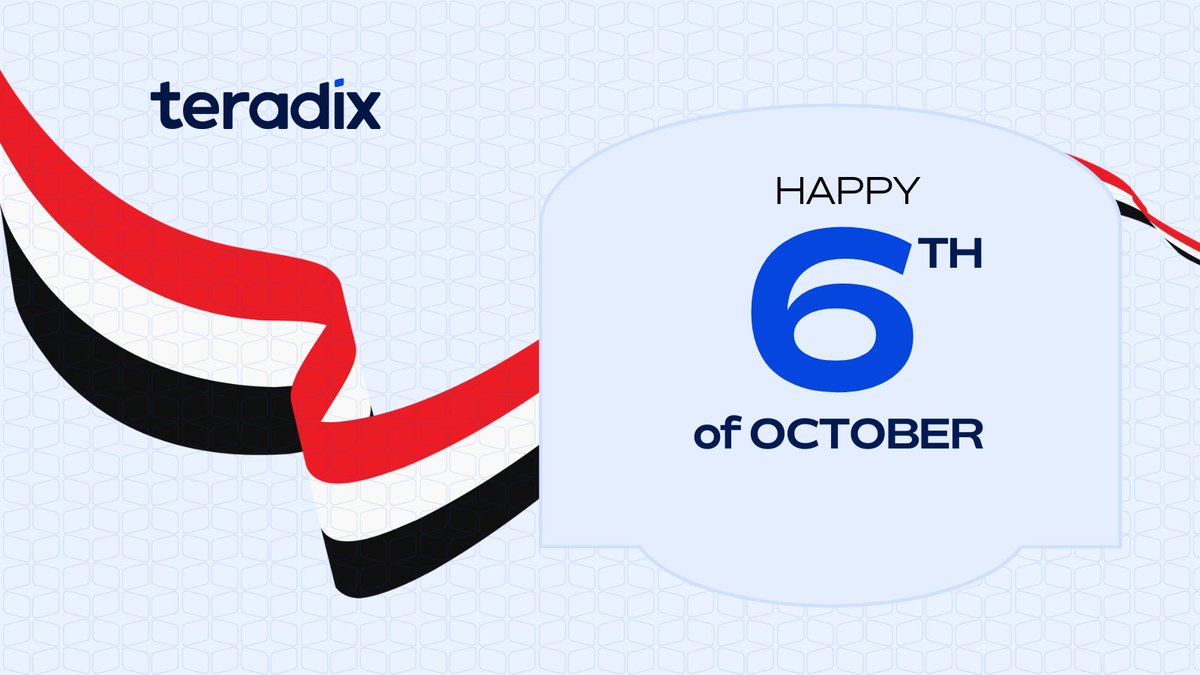 TeradixInc's tweet image. كل عام وكل المصريين بخير بمناسبة ذكرى نصر اكتوبر المجيد 🇪🇬
#Teradix
#datadrivenprocurement
#SourceSmarter
#procurement
#procurementtransformation
#procurementtechnology
#sourcing
#supplymanagement