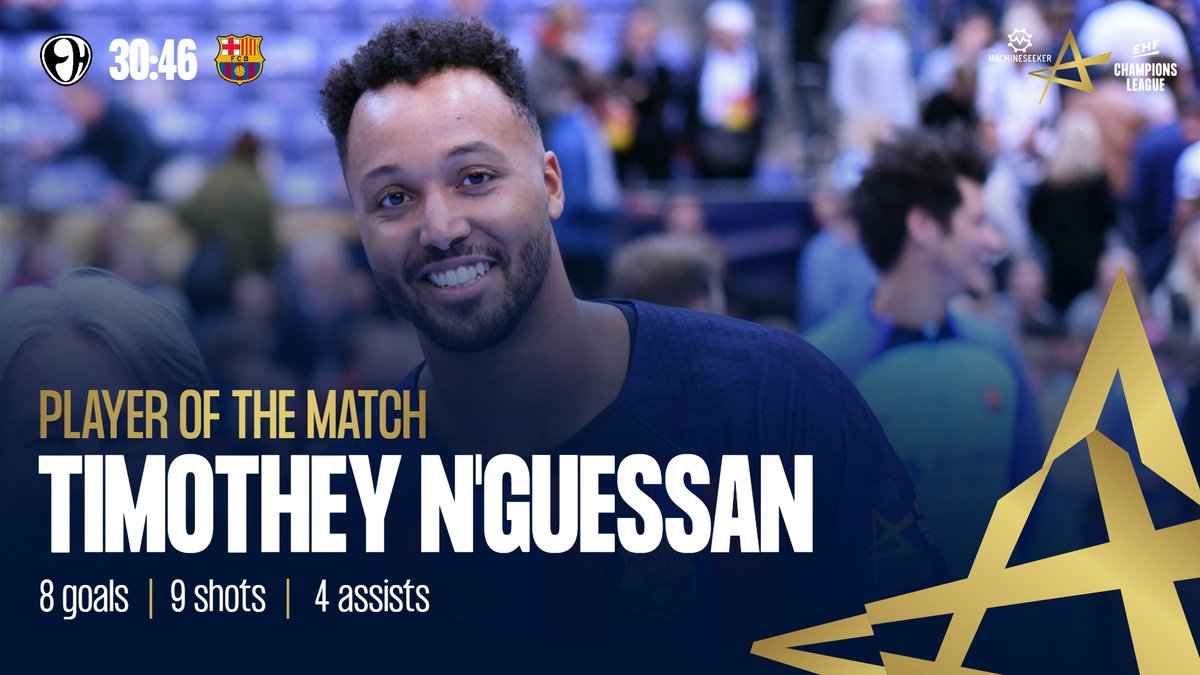 EHF Champions League (@ehfcl) on Twitter photo Congratulations to <a href="/timoute19/">Timothey N'Guessan</a> - he's the #MOTW Player of the Match after scoring 8⃣ goals and making 4⃣ assists for <a href="/FCBhandbol/">Barça Handbol</a> tonight! 👍 Congratulations to <a href="/timoute19/">Timothey N'Guessan</a> - he's the #MOTW Player of the Match after scoring 8⃣ goals and making 4⃣ assists for <a href="/FCBhandbol/">Barça Handbol</a> tonight! 👍