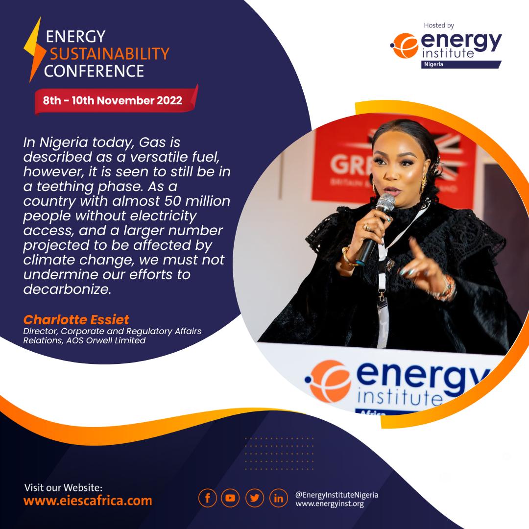 einigeria's tweet photo. As a country with almost 50 million people without electricity access, we must not undermine our efforts to decarbonize - @CharlotteEssiet, @AOSOrwell 
Learn more and register for ESC 2022 : https://t.co/4hR9nncqBw 
#energy #energysustainability #ESC2022 #EIESCAFRICA https://t.co/448N3CxnrC
