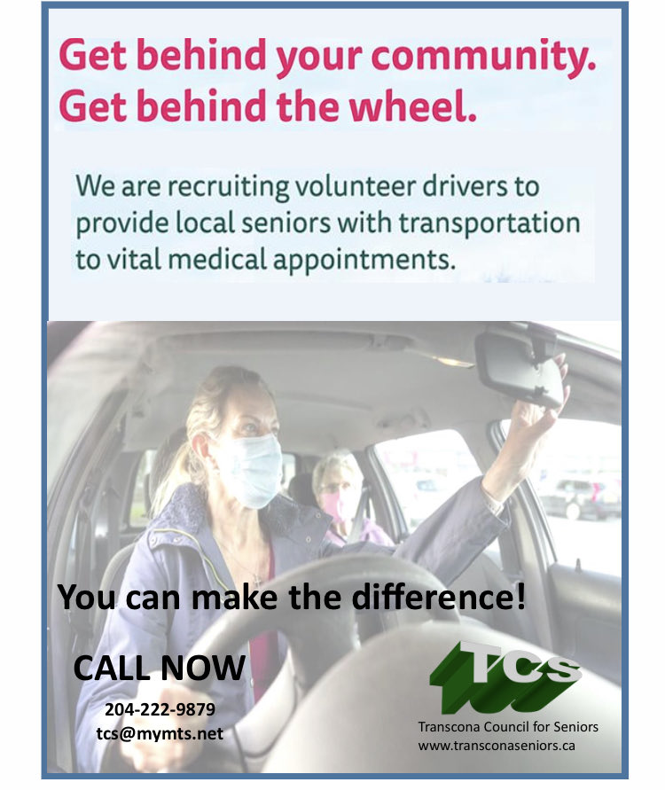 TransconaSenior's tweet photo. Transcona Council for Seniors Inc.  Is in desperate need of volunteers to drive seniors to medical appointments.  With winter coming this is crucial.  Can you spare a few hour.  Time of volunteering is flexible to fit your schedule. https://t.co/2wEGOJzcIN