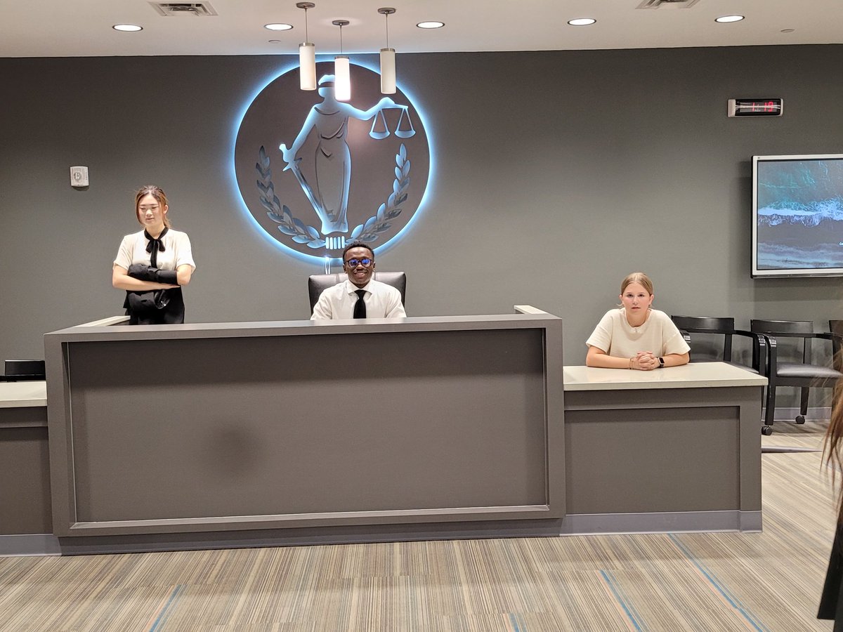 KCAL_Law's tweet photo. A picture in the courtroom quickly turned into an impromptu trial after interviews. They just love law so much! Which is better, apple juice or orange juice? OJ is on trial. Any given day @KCAL_KISD #CTEinKISD #thekcalconnection https://t.co/ldgTtVegrc