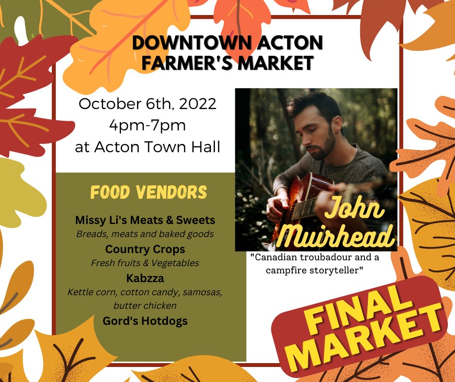 FINAL MARKET OF THE SEASON!
COME OUT TO SEE OUR WONDERFUL VENDORS AND ARTISTS TODAY 4PM-7PM AT 19 WILLOW STREET N.
ALSO HAPPENING INSIDE THE TOWN HALL, THE CHAMBER OF COMMERCE IS HOSTING A MEET THE CANDIDATES NIGHT FROM 4PM-6PM.
SEE YOU ALL SOON!!