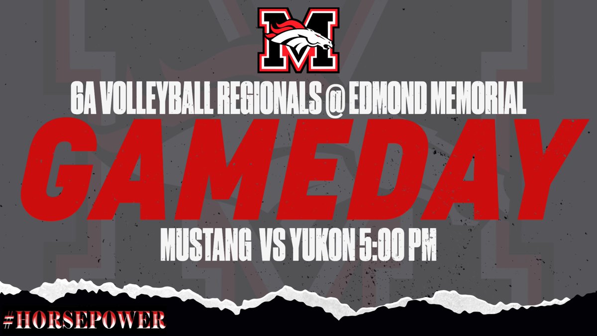 🐴🏐 IT'S PLAYOFF TIME!!! 🆚 @mhsbroncosvb vs Yukon 🗓️ Tonight ⏰ 5:00 pm 📍 Edmond Memorial #GoBroncos #Horsepower @MustangSchools @MHS_Broncos @MHStheStable