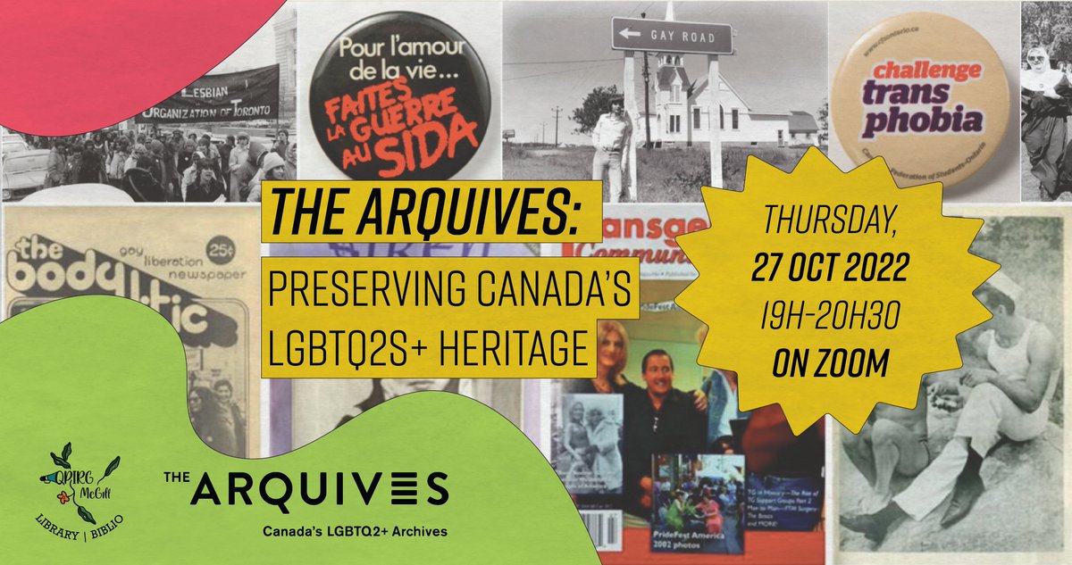 The QPIRG Alternative Library is organizing a free, virtual presentation by The ArQuives, one of the largest LGBTQ2S+ archives in the world and the only archive in Canada with a mandate to collect at a national level. Register here: us02web.zoom.us/meeting/regist…