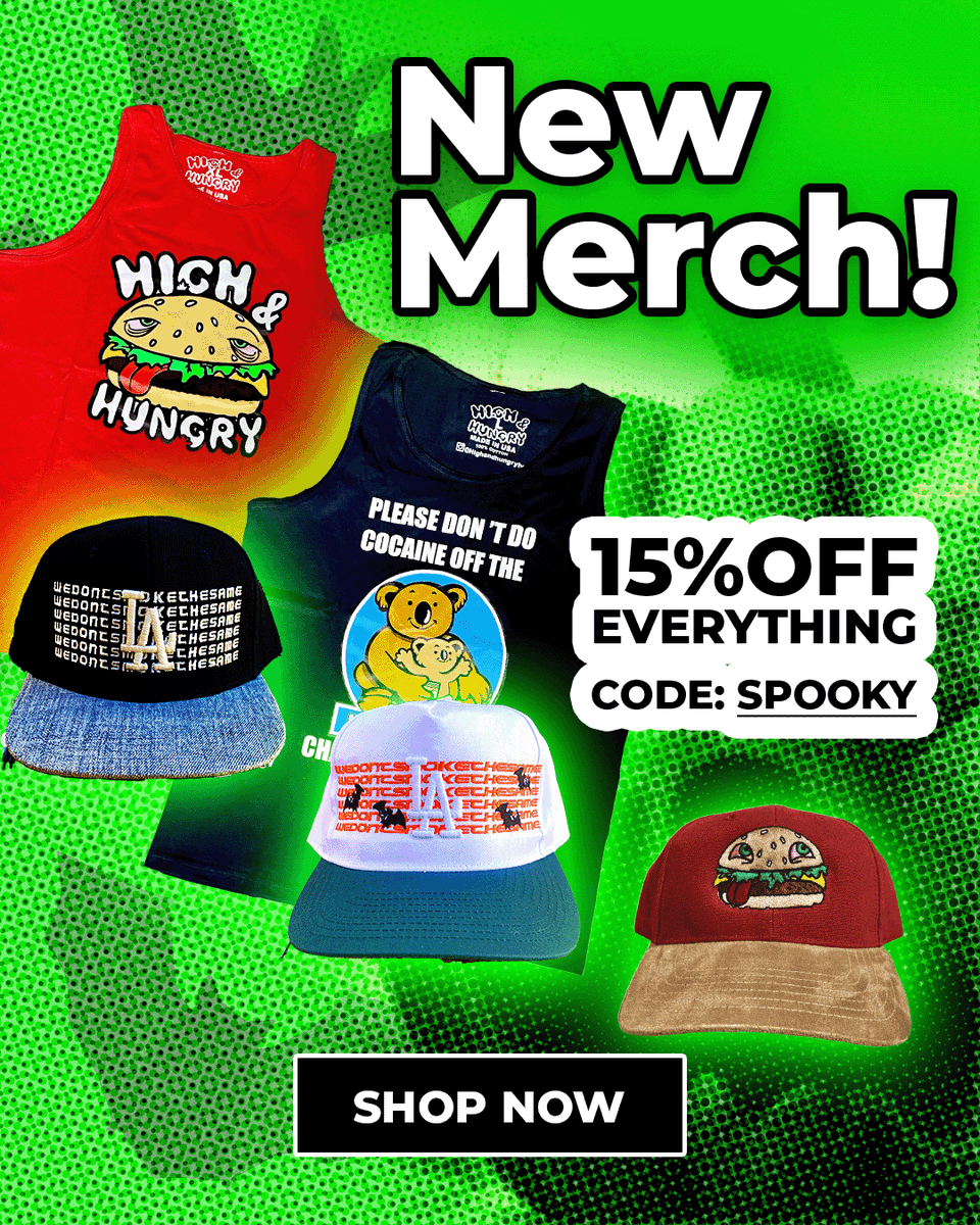 HighandHungrytv's tweet photo. SPOOKY SEASON IS HERE WITH NEW MERCH! 🔥✨ - https://t.co/fcu797rutc https://t.co/IV4n6Ccv48