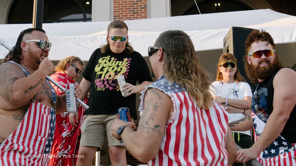 nytimes's tweet photo. At the USA Mullet Championships, hopefuls are competing to be the face of what many say is not just a hairstyle, but a lifestyle. https://t.co/QTwTphPKgF https://t.co/Evax3x8xml