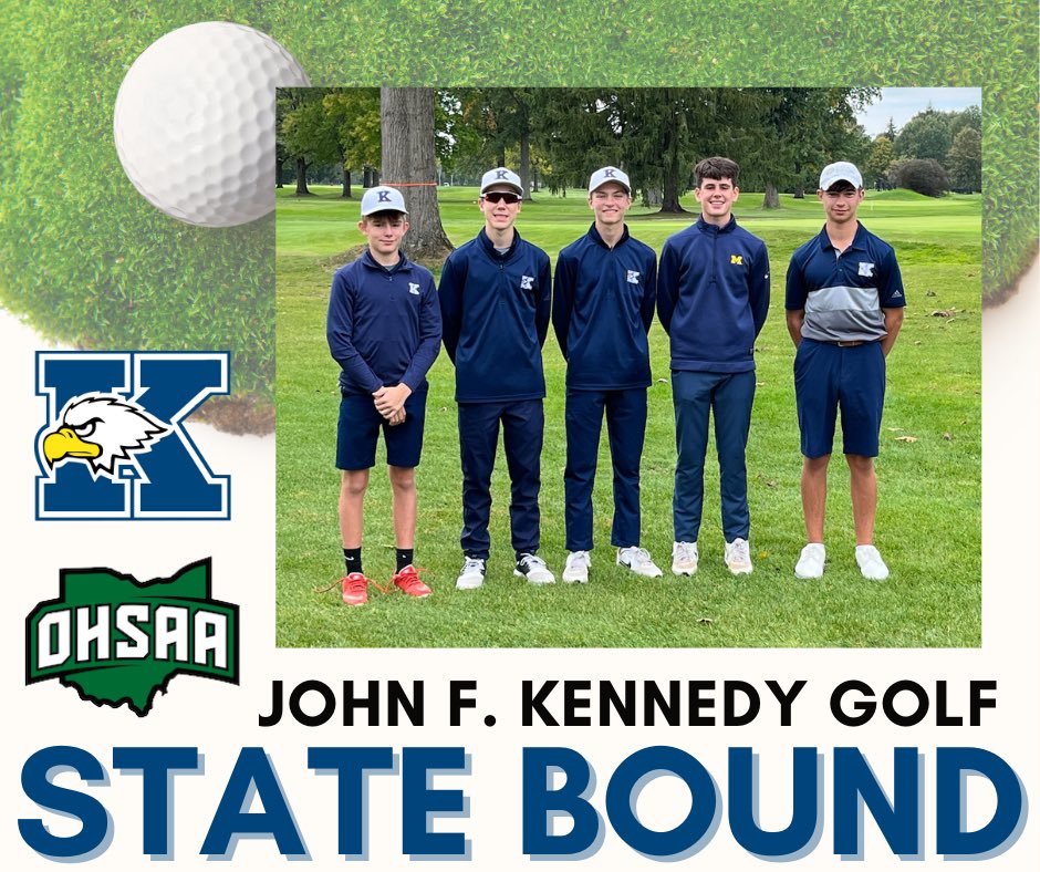 warrenjfk's tweet photo. 🚨Your Kennedy Eagles are State Bound🚨

Boys Golf finished second today in the DIII District Tournament to earn their spot in the Ohio Golf State Tournament...see you in Columbus! #BluePride #GoEagles https://t.co/wYCGYmgKQy
