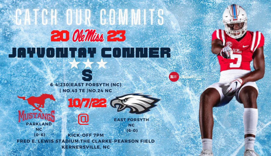 '23 Ole Miss Commit @ConnerJayvontay and the @EFHS_Football are looking to make it 7-0 under the lights this week! Carolina Rebs if your out that way make sure to catch Conner and his team! @TheRebelWalk #RWCatchOurCommits #RWRecruiting #CommitToTheSip